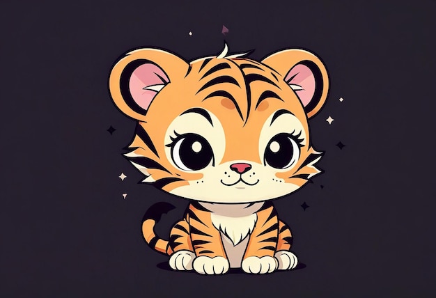 Photo cute chibi vampire tiger with dark night background