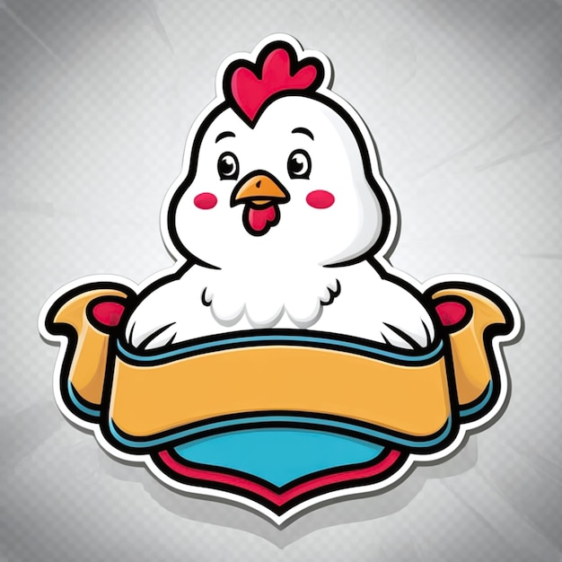 Photo cute chicken emblem cartoon farm bird logo