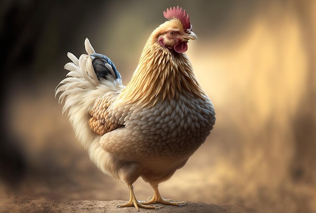 Cute chicken hen posing