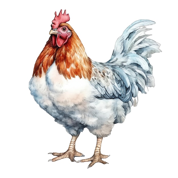 Cute chicken watercolor illustration animals and farm clipart