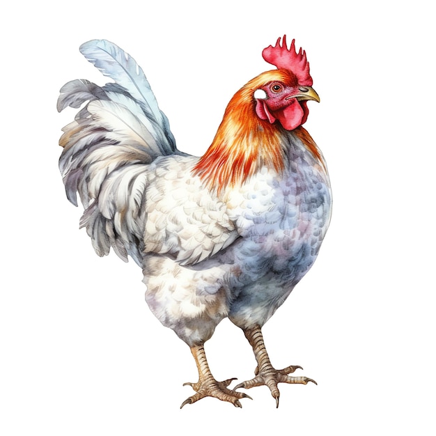 Cute chicken watercolor illustration animals and farm clipart