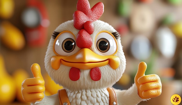 Photo cute chicken with thumbs up