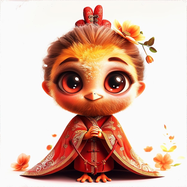 Cute chicks cartoon illustration Chibi Chicken chinese new year cartoon