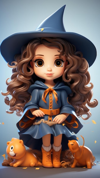 Cute child witch HD 8K wallpaper Stock Photographic Image