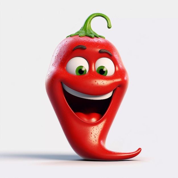 Cute chilli pepper happy cartoon character