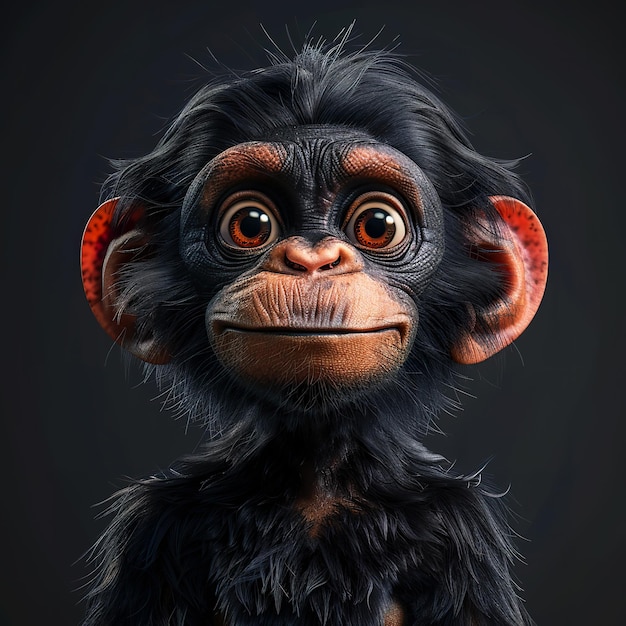 Cute chimpanzee cartoon character 3d monkey design background