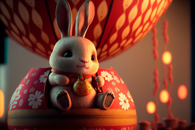 cute chinese rabbit new year 2023 celebration