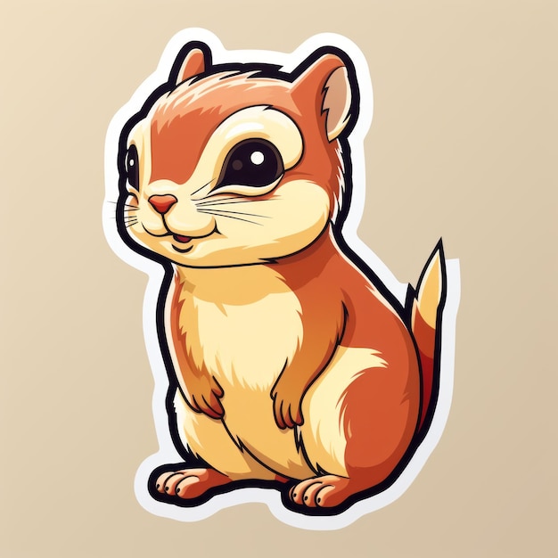 Photo cute chipmunk sticker cartoon illustration by mika