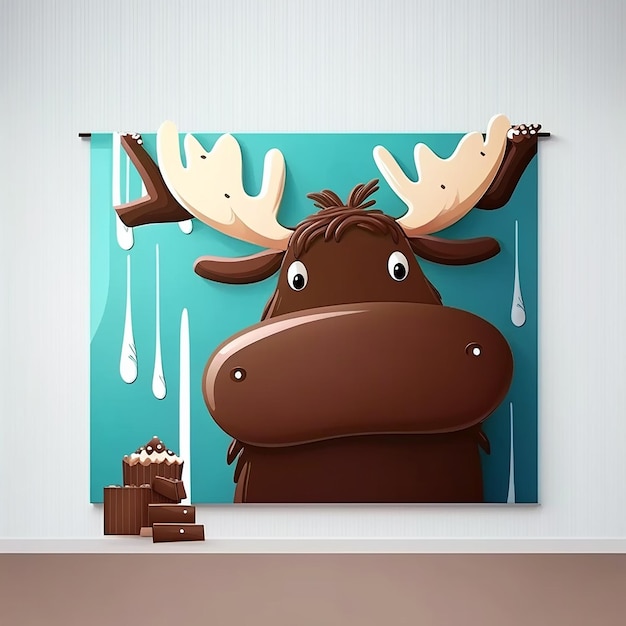 Cute Chocolate Moose Banner with Copy Space