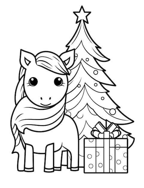 Cute Christmas coloring page for kids