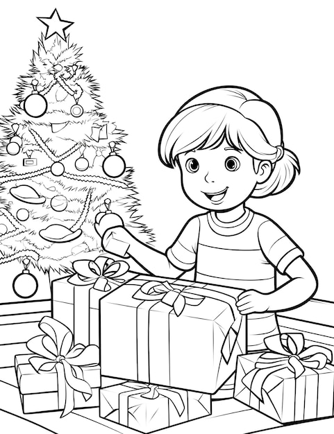 Cute Christmas coloring page for kids