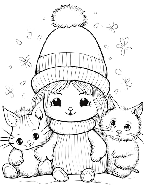 Cute Christmas coloring page for kids