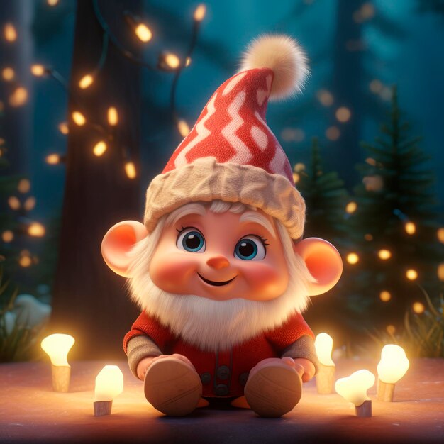 Cute christmas gonks on the background of a christmas picture