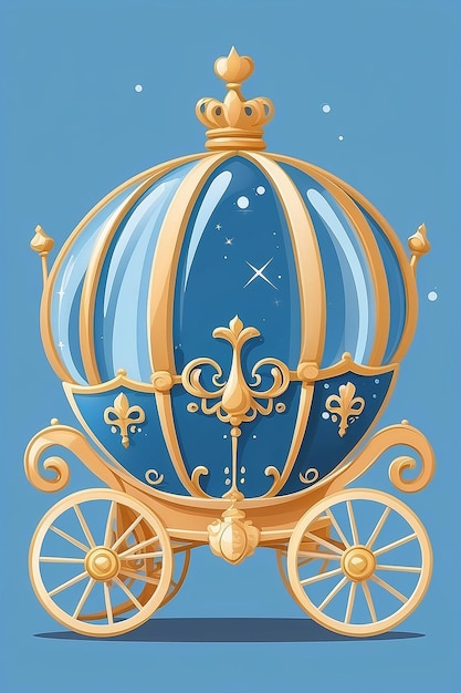 Cute Cinderella princess carriage clipart Flat vector cartoon design