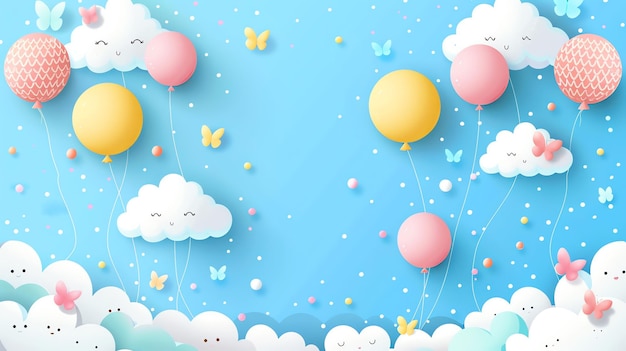 Cute Clouds and Balloons Background