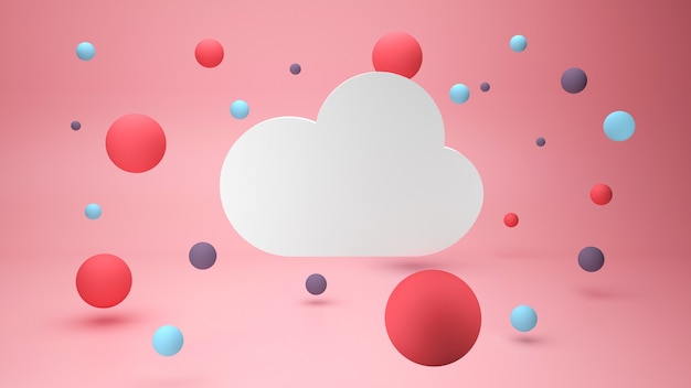 Cute clouds on pink background d render