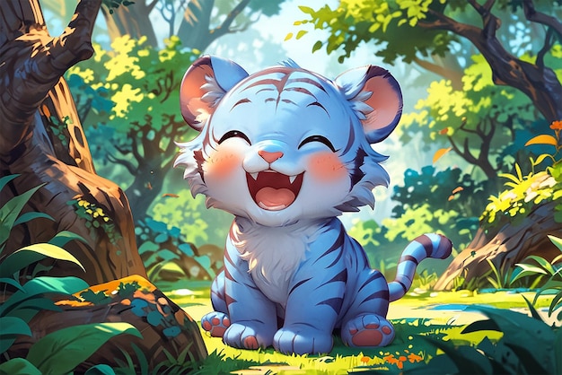 cute colored blue tiger looking adorably