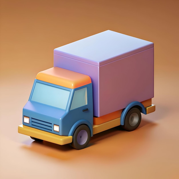 Photo cute and colorful 3d illustration of a delivery truck