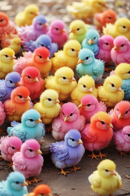 cute colorful chicks