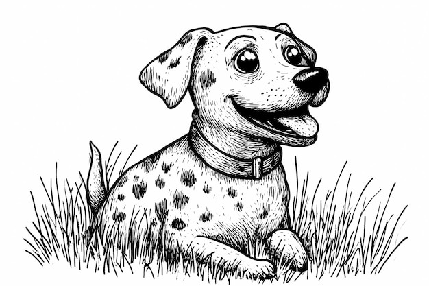 Cute coloring page featuring a playful dog for kids creativity