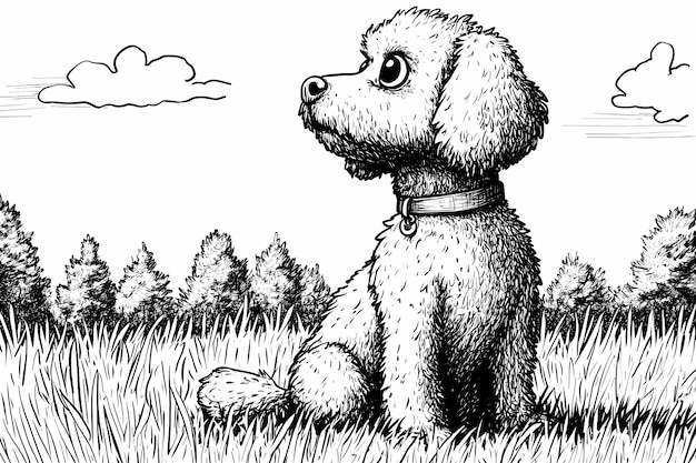 Cute coloring page featuring a playful dog for kids creativity