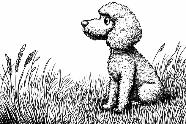 Photo cute coloring page featuring a playful dog for kids creativity