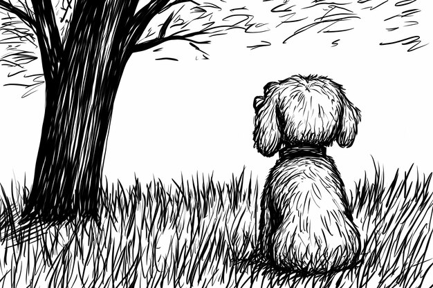 Photo cute coloring page featuring a playful dog for kids creativity