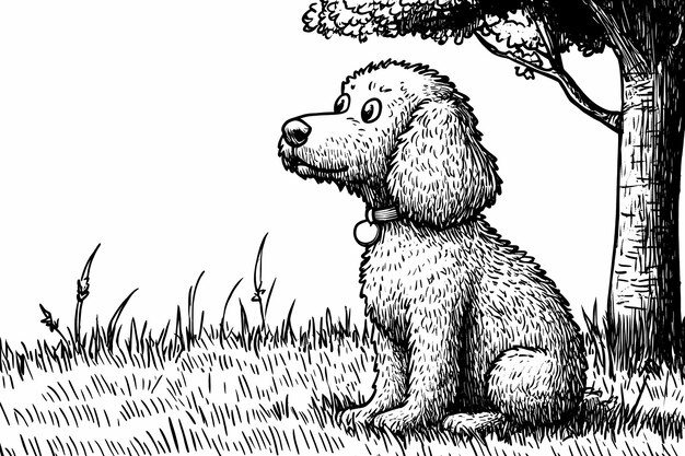 Photo cute coloring page featuring a playful dog for kids creativity