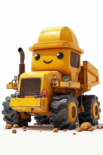 Cute Construction Vehicles character isolated on white background