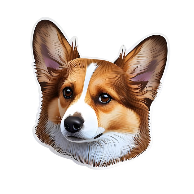 Cute corgi dog sticker illustration on transparent background Cartoon Corgi Welsh corgi Generative AI