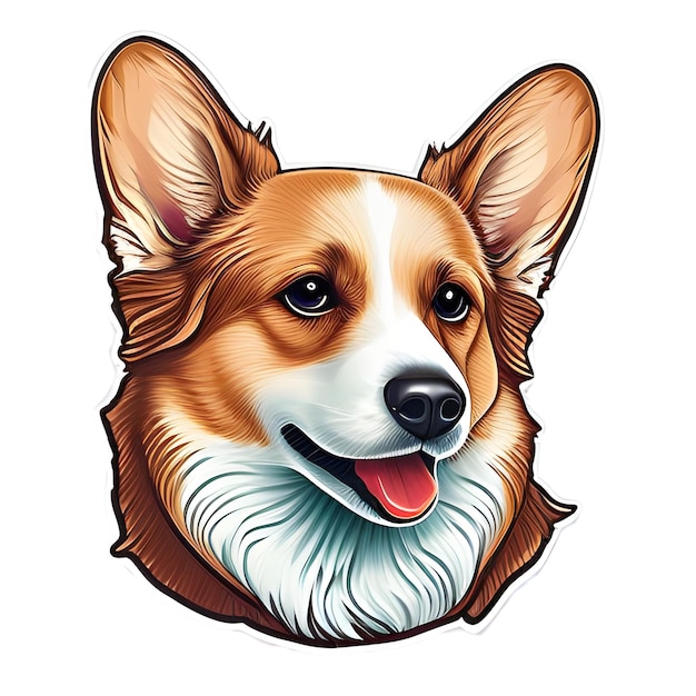 Cute corgi dog sticker illustration on transparent background Cartoon Corgi Welsh corgi Generative AI