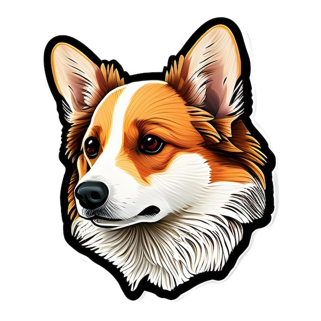 Cute corgi dog sticker illustration on transparent background Cartoon Corgi Welsh corgi Generative AI