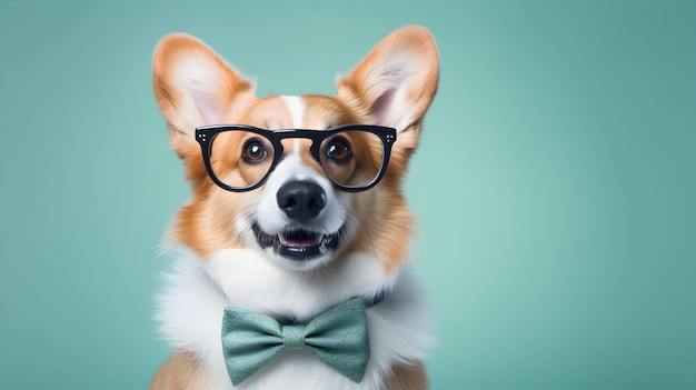 Cute corgi professor wearing glasses AI generated image