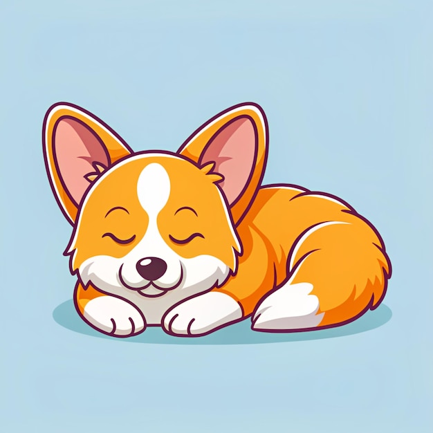 Cute Corgi Sleeping Cartoon Vector Icon Illustration Animal Ico