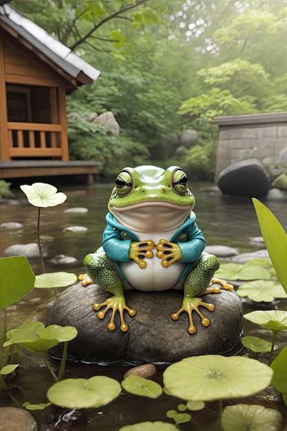 Cute Cottagecore Frog Grumpy Japanese Frog