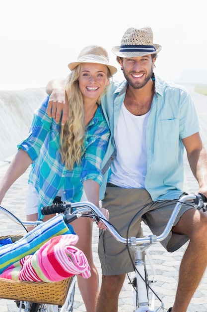 Cute couple on a bike ride 