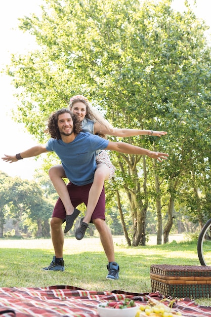 Cute couple having a picnic