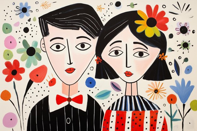 Photo cute couple painted by maud lewis very cute coup