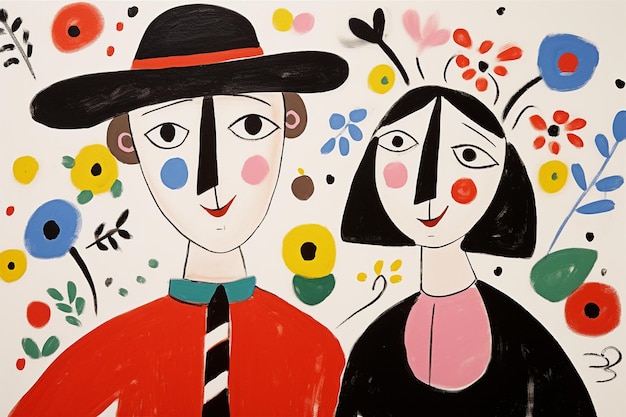 Photo cute couple painted by maud lewis very cute coup