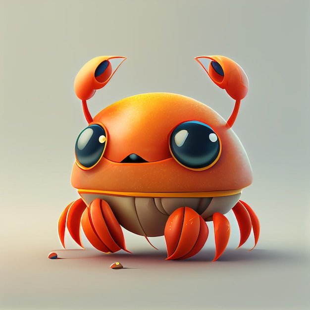 Cute crab character 3D rendering