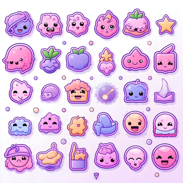 Photo cute crazy colorful and vivid emoticons and emojis mass ai artwork