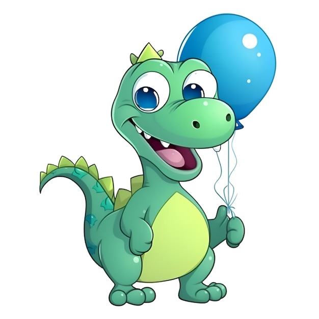 Cute crocodile cartoon with balloon on white background illustration for children