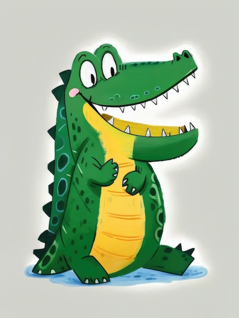 cute crocodile watercolor illustration