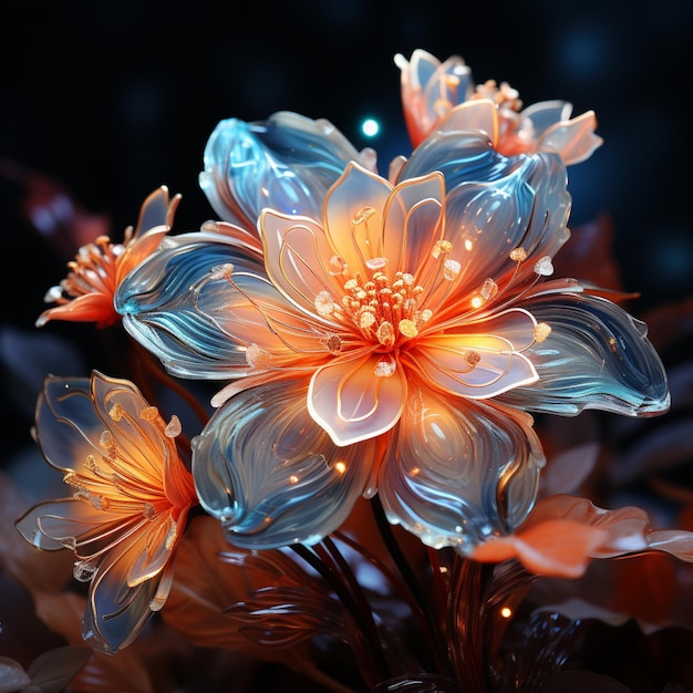 Cute dahlia flowers digital paint AI image