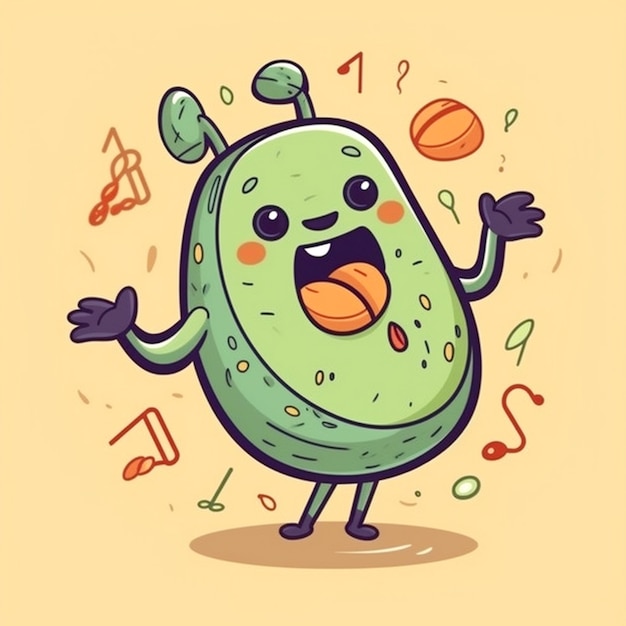 Photo cute dancing avocado with arms and legs in a joyful scene