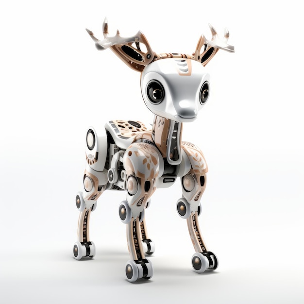 Cute deer robot robotic animal isolated over white background