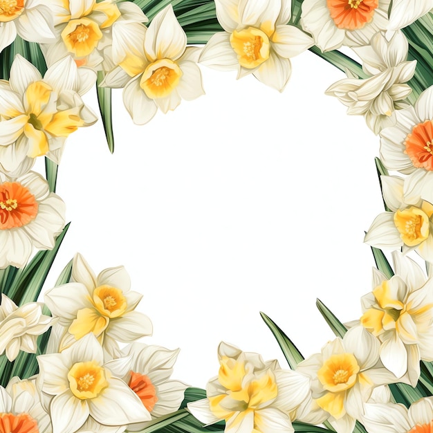 Cute Delicate Daffodils Floral Frame watercolor