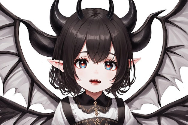 cute demon child with sharp teeths