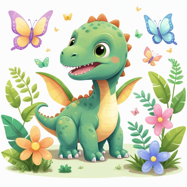 Photo cute dinosaur illustration