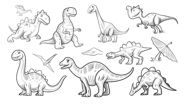 Cute Dinosaurs cartoon illustration Vector illustration of a Dinosaurs Coloring book illustration coloring pages or books for kids